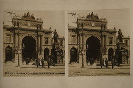 Suisse (ZG) Stereoscope Karte // Gare Et Statue De A. Esxher 19?? - Otros & Sin Clasificación