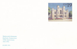 ENTIER POSTAL, "WADSWORTH ATHENEUM", Hartford, Connecticut, 150th Anniversary, 19c - Sonstige & Ohne Zuordnung