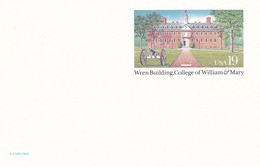 ENTIER POSTAL, "WREN BUILDING", College Of William & Mary, 19c - Altri & Non Classificati