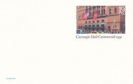 ENTIER POSTAL, "CARNEGIE HALL", Centennial 1991, 19c - Otros & Sin Clasificación