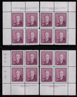 CANADA 1950 OFFICIAL STAMPS 4 PLATE BLOCKS #8 SCOTT O18 CV US $36.jpg - Sobrecargados