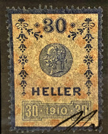 AUSTRIA 1910 - Canceled - Stempelmarke 30h - Steuermarken