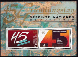 UNO-Wien 1990, 104/05 Block 5,  MNH **, 45 Jahre Vereinte Nationen (UNO). - Ungebraucht