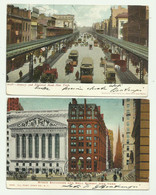STOCK EXCHANGE AND WALL STRETT + BOWERY AND ELEVATED ROAD, NEW YORK 1906   VIAGGIATA  FP - Wall Street