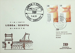 1977 Portugal 1º Voo TAP Directo Lisboa - Genebra - Lettres & Documents