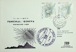 1977 Portugal 1º Voo TAP Funchal - Genebra - Briefe U. Dokumente