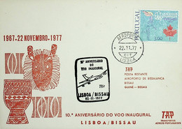 1977 Portugal 10º Aniversário Do 1º Voo TAP Lisboa - Bissau - Brieven En Documenten