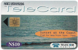 Namibia - Telecom Namibia - Sunset - Sunset At The Coast 2, Solaic, 10$, Used - Namibia