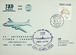 1979 Portugal 25º Aniversário Do 1º Voo TAP Lisboa - Luanda Em Quadrireactores - Covers & Documents