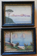 Coppia Di Dipinti Ad Olio Su Tavoletta Capri: Isola E Faraglioni 1960 (D31) Come Da Foto 12,0 X 9,0 Cm Con Cornice 14,0 - Estampas