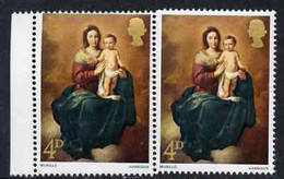 80932 Great Britain 1967 Christmas 4d (Murillo) Horizontal Marginal Pair With Misplaced Perf Comb, U/M ERROR MISPERF - Variétés, Erreurs & Curiosités