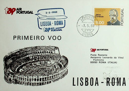 1980 Portugal 1º Voo Lisboa - Roma - Covers & Documents