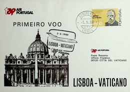 1980 Portugal 1º Voo Lisboa - Vaticano - Covers & Documents
