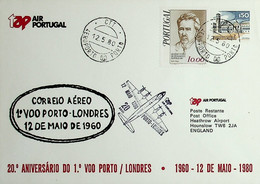 1980 Portugal 20º Aniversário Do 1º Voo TAP Porto - Londres - Covers & Documents