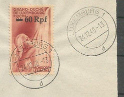 N° 30 (Mondorf 60 Rpf Sur 2 Fr)  O  Luxembourg 1  24.12.40   Sur Fragment - 1940-1944 German Occupation