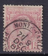 MONACO - 15 C. Rose  De 1885 Oblitéré Le 9 Jdécembre 89 - Oblitérés