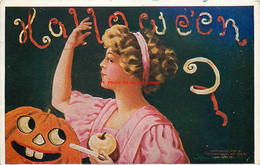 265473-Halloween, IAP 1908 No IAP02-1, Bernhardt Wall, Woman Tossing Apple Peel Over Shoulder - Halloween