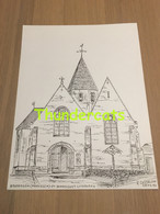 ORIGINELE GROTE TEKENING DOOR PAUL GHYSELEN GHIJSELEN 1993  DENTERGEM MARKEGEM ST AMANDUS & ST LUCIAKERK - Dessins