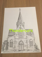 ORIGINELE GROTE TEKENING DOOR PAUL GHYSELEN GHIJSELEN 1993  KORTRIJK BISSEGEM ST AUDOMARUSKERK - Dessins