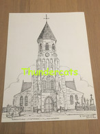 ORIGINELE GROTE TEKENING DOOR PAUL GHYSELEN GHIJSELEN 1992 ZANDVOORDE OOSTENDE O L VROUWKERK - Dessins