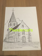 ORIGINELE GROTE TEKENING DOOR PAUL GHYSELEN GHIJSELEN 1992 SNELLEGEM JABBEKE ST ELIGIUSKERK - Dessins