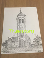 ORIGINELE GROTE TEKENING DOOR PAUL GHYSELEN GHIJSELEN 1992 OOSTKAMP MOERBRUGGE ST GODELIEVEKERK - Dessins