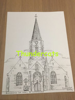 ORIGINELE GROTE TEKENING DOOR PAUL GHYSELEN GHIJSELEN 1992 KLEMSKERKE DE HAAN ST CLEMENSKERK - Dessins