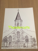 ORIGINELE GROTE TEKENING DOOR PAUL GHYSELEN GHIJSELEN 1992  GULLEGEM WEVELGEM ST AMANDUSKERK - Dessins