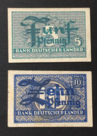 SELTEN 2 Banknoten 1948 5 Pfennig + 10 Pfennig Bank Deutscher Länder Deutschland Germany Erhaltung Siehe Scans - Colecciones