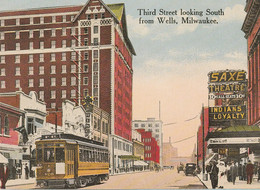 N°7039 R -cpm Tramway - Third Street Lookin South From Wells, Milwaukee- - Strassenbahnen