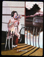 8 Of Swords & Eventail - Japonese Feudal Samouraï - A Divination & Meditation Tarot Card - Tarots