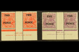 1930  Surcharges Set (SG 119/20) Each As A John Ash Imprint Gutter Pair, Fresh Never Hinged Mint (2 Imprint Pairs) For M - Other & Unclassified