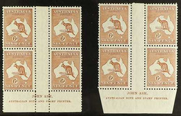 1931-36 ASH IMPRINT BLOCKS  6d Chestnut Roo, SG 132, Very Fine Mint Marginal Gutter BLOCKS Of 4 With Complete ASH IMPRIN - Other & Unclassified