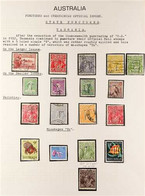 OFFICIAL STATE PERFINS  TASMANIA 1910's-1960's Interesting Used Collection Of Various Stamps Perforated "T" Presented On - Other & Unclassified