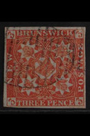 1851  3d Bright Red Imperf, SG 1, Very Fine Used With Good Margins All Round And Neat Grid Cancel. For More Images, Plea - Other & Unclassified