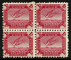 1893-1900  1s Deep Carmine White Tern, SG 20a, Mint BLOCK Of 4, Fresh & Attractive. (4 Stamps) For More Images, Please V - Cook Islands