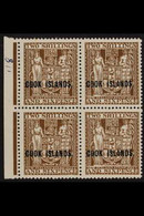 1936  2s 6d Deep Brown, Postal Fiscal, SG 118, Never Hinged Marginal Block Of 4 (one Hinged). For More Images, Please Vi - Cook Islands