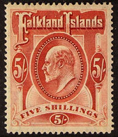 1904  KEVII 5s Red, SG 50, Very Fine Mint. For More Images, Please Visit Http://www.sandafayre.com/itemdetails.aspx?s=67 - Falkland Islands