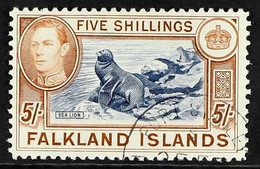 1938  5s Indigo And Pale Yellow Brown, SG 161b, Superb Cds Used. For More Images, Please Visit Http://www.sandafayre.com - Falkland Islands