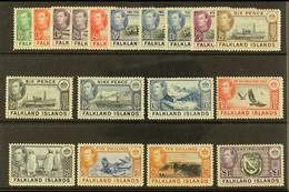 1938-50  Pictorials Set Complete, SG 146/163, Very Fine Lightly Hinged Mint (18 Stamps) For More Images, Please Visit Ht - Falkland Islands