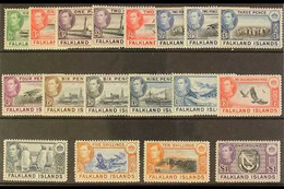 1938-50  Pictorials Complete Set, SG 146/63, Never Hinged Mint. Scarce In This Condition (18 Stamps) For More Images, Pl - Falkland Islands