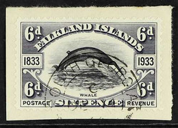 SOUTH GEORGIA  1933 6d Black And Slate, Centenary, Tied To Piece By South Georgia Cds, SG Z60, Very Fine Used. For More  - Falkland Islands