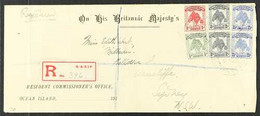 1911  (Aug 17) Registered OHBMS Ocean Island Cover To Arncliffe, New South Wales, Bearing Pandanus Pine ½d. 1d, 2d Pair  - Îles Gilbert Et Ellice (...-1979)