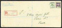 1911  (Sept 16) Registered Cover (OHBMS Ocean Island Envelope With Printing Erased)  To Paris Bearing KEVII 5d And Panda - Gilbert & Ellice Islands (...-1979)