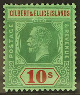 1924  10s Green And Red On Emerald. SG 35, Superb Never Hinged Mint. For More Images, Please Visit Http://www.sandafayre - Gilbert & Ellice Islands (...-1979)