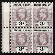 1905-08  3d Dull Purple And Black On Chalky Paper, SG 33a, Superb Never Hinged Mint Block Of Four With Gutter Margin At  - Leeward  Islands