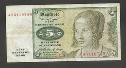 Germania Ovest- Banconota Circolata Da 5 Marchi P-18a - 1960 #18 - 5 DM