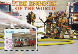 Sierra Leone,	2005, Michel 4807, Fire Engines, Block 611, MNH - Firemen