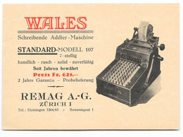 Repique Post Card Carte Postale 1927 Wales Calculator Rechen Addier Machine Zurich Remag 10rp Grossier St Bernhard - Enteros Postales