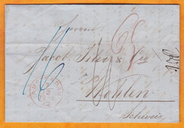 1862 - Lettre Pliée Et Comptes En Néerlandais D'Amsterdam Vers Wohlen, Suisse - Cad Transit Et Arrivée - Covers & Documents